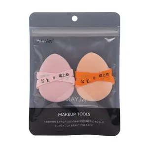 Pink and orange makeup sponge set in professional ziplock bag for foundation application