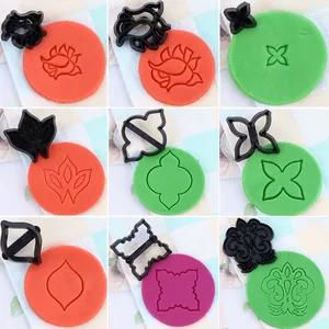 9-delige set zwarte uitsteekvormpjes voor fondant met diverse florale en geometrische patronen