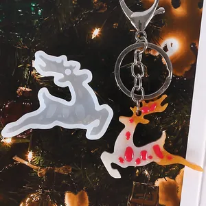 Reindeer silicone mold for DIY resin craft making Christmas themed keychain pendants