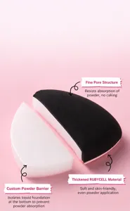 Close-up detail of Rubycell makeup sponge showing internal structure and layers