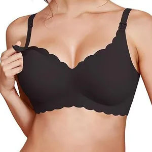 Reggiseno da allattamento senza cuciture con bordi smerlati e supporto morbido senza ferretto.