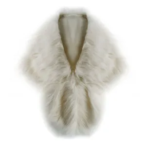 Elegant ivory faux fur bridal shawl cape for autumn and winter wedding dress accessories