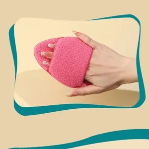Thick pink exfoliation sponge glove for deep facial cleansing and exfoliating bathing