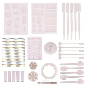 Professional DIY resin jewelry mold set including silicone molds and assembly tools.