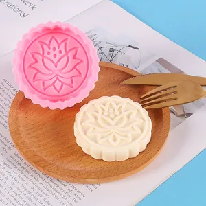 Detailed view of lotus pattern mooncake silicone mold for DIY soap and candle making