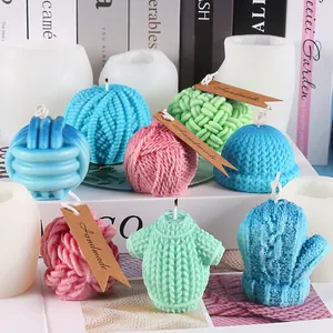 3D Gebreide Bol Wol Trui Hoed Handschoen Siliconen Vorm Voor DIY Handgemaakte Kaars Zeep Mousse Taart Chocolade Gips Knutselen