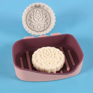 Detailed view of mooncake-shaped silicone mold for DIY soap and aromatherapy candles
