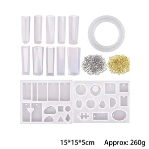 Comprehensive 229pcs DIY epoxy resin jewelry mold set with silicone molds and metal pins