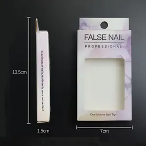 Detailed view of professional false nail packaging box dimensions 13.5 x 7 x 1.5 cm