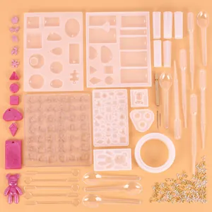 Silicone Resin Jewelry Molds DIY Crystal Epoxy Casting Molds Kit For Pendant Necklace Earrings Handcraft Art Supplies Silicone Craft Mold Tools