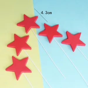 Set de 5 adornos de estrella roja de espuma para tartas, 4,3 cm de diámetro