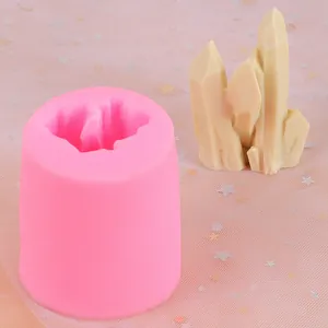 Detailed view of pink crystal cluster silicone mold with cream finished pillar sample