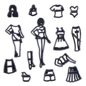 DIY fondant koekjessnijders set met diverse vrouwelijke figuren en kledingstukken vormen
