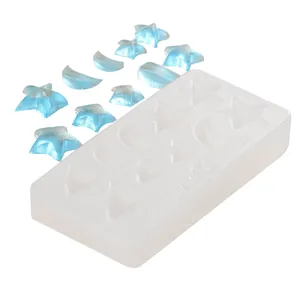 10-cavity star and moon silicone mold for DIY resin craft jewelry and accessories