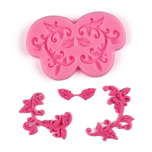 Stampo in silicone rosa dettagliato con rilievo floreale europeo per bordi di torte