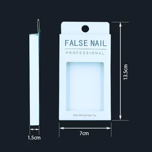 White Cardboard Packaging Box For False Nails Press On Nails With Clear Window Hanging Hole Professional Manicure Storage Box