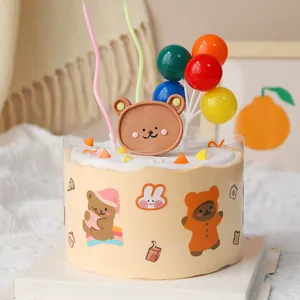 Ins Weicher Ton Bär Kuchendekoration Bunte Ballons Für Geburtstagsfeier Deko Süße Tier Kuchen Ornamente Backzubehör