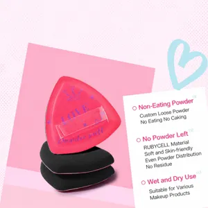 Professional Hydrophilic Non-Latex Triangle Makeup Sponge Set With Storage Case Rubycell Leather Surface Foundation Blending Tool Beauty Sponge Puff Box Set For Women