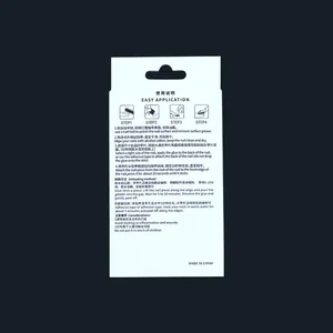 Back view of white nail art packaging card showing detailed bilingual usage instructions