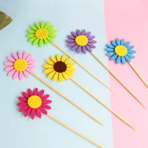 Sunflower Cake Toppers Non-woven Fabric Daisy Cupcake Picks Floral Cake Decoration For Birthday Party Wedding Baking Ornaments