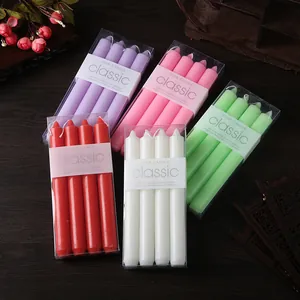 Set of colorful 20cm dinner taper candles in diverse vibrant shades for events