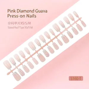 Roze gradiënt kunstnagels met glitters, set van 30 stuks per strip.