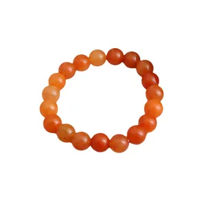 Natürliches oranges Sonnenstein-Kristallarmband mit leuchtenden runden Edelsteinen