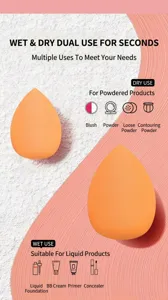 Soft orange teardrop makeup sponge blender for wet and dry cosmetic application