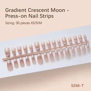 Lot de 30 Bandes d'Ongles Press-on Dégradé French en Rose Nude pour la Manucure Pro