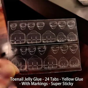 24 tabs double-sided jelly glue adhesive stickers for toe nails