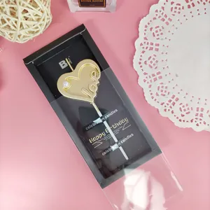 Goldene Herz Liebe Geburtstagskerze Mit Künstliche Perlenverzierung Strass Tortenaufsatz Luxus Geschenkbox Goldene Kerze Für Party Dekoration