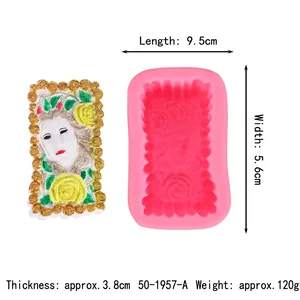 Detailed dimensions of sunflower goddess silicone mold for soap and fondant DIY