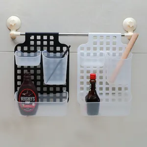 Detailed view of the multi-functional wall-mounted kitchen and bathroom storage organizer.