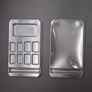 Detail view of transparent blister tray insert for press-on nails packaging