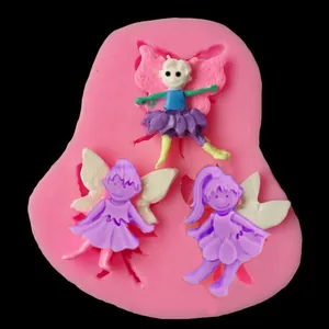 Detailed view of pink fairy angel silicone mold for fondant and chocolate cake decoration