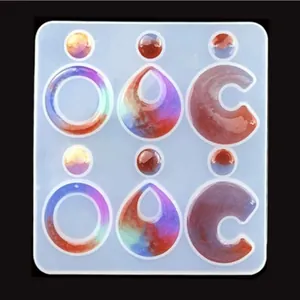 Moule en silicone géométrique à 6 cavités pour pendentifs et boucles d'oreilles en résine