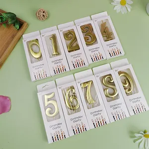 Elegant golden number birthday candles 0-9 set for creative cake decoration and party