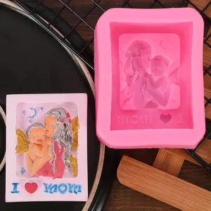 Detail view of angel mother silicone mold for fondant baking and soap making