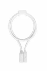 White magnetic anti-lost silicone strap for wireless earbuds in a coiled layout