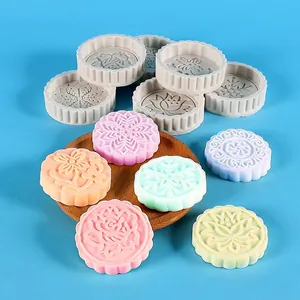 Floral mooncake series silicone molds for DIY aromatherapy candles and soap crafts.