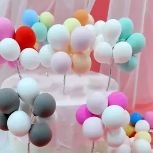 Handmade colorful clay balloon cake topper picks with wire stems for birthday parties