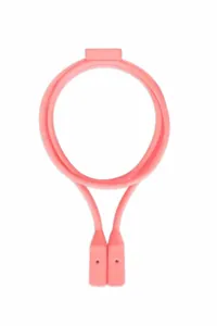 Detailed macro view of pink magnetic silicone anti-lost strap for wireless earbud earphones