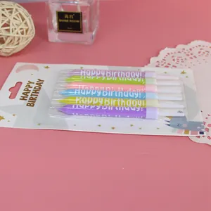 Vibrant 6-piece colorful Happy Birthday letter candles set for cake and dessert decoration