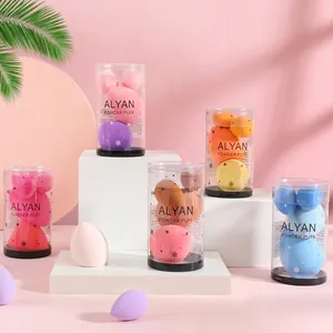 ALYAN Makeup Sponge Set Hydrophilic Non-Latex Teardrop Beveled Cut Beauty Egg Foundation Sponge Wet Dry Use In Snowflake Cylinder