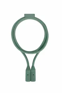 Detailed view of a sage green magnetic silicone anti-lost strap for wireless earbud stems