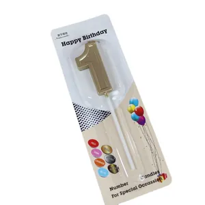 Vela de cumpleaños dorada número 1 en blíster para la decoración de tartas de celebración