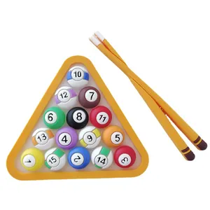 Miniature billiard ball cake topper set with 15 numbered balls and two pool cues for birthday