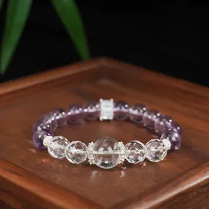 Natürlicher Amethyst Bergkristall Perlenarmband Für Damen Eleganter Handgefertigter Ethno-Stil Kristall Schmuck Geschenk