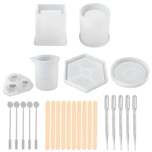 Comprehensive DIY resin jewelry mold set with silicone molds, pipettes and sticks