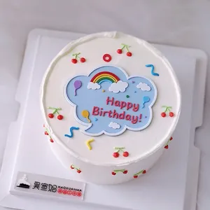 Cute cloud and rainbow soft glue cake topper set for birthday decoration